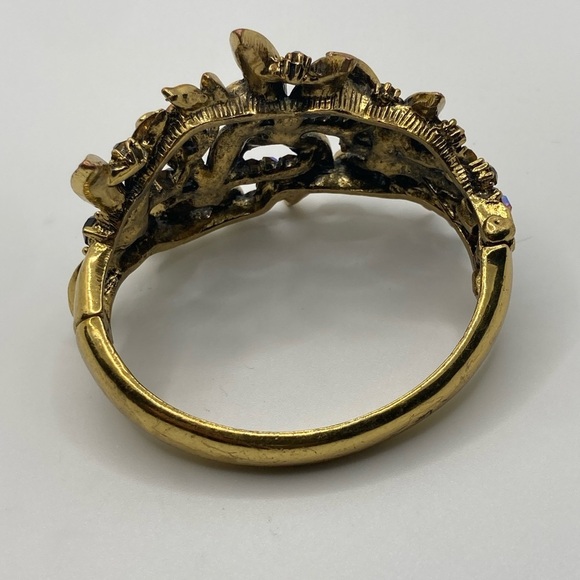 Rhinestone Crystal Dragonfly Brass Tone Metal Vintage Style AB - 7” / 2.1” D - Picture 2 of 7